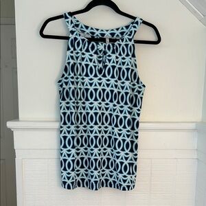 Lulu-B Blue and White Halter Keyhole Blouse women’s small, like new